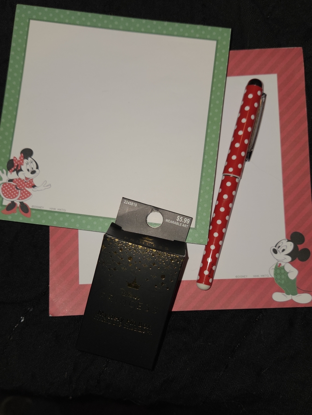 Minnie & Mickey Notepad Set with Red Polka Dot Pen & Mystery Pin!!